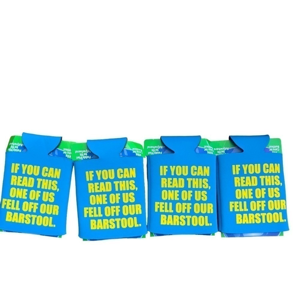 Set of four beer can koozies Blue Yellow NWT